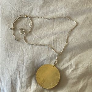 Anthropologie gold round plaque necklace